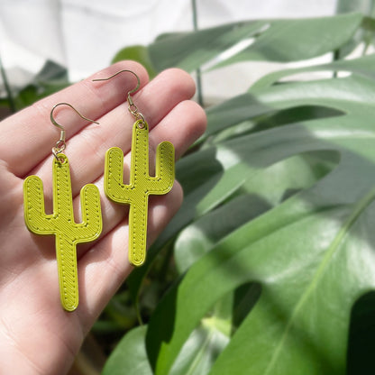 cactus dangle earrings handmade saguaro succulent earrings