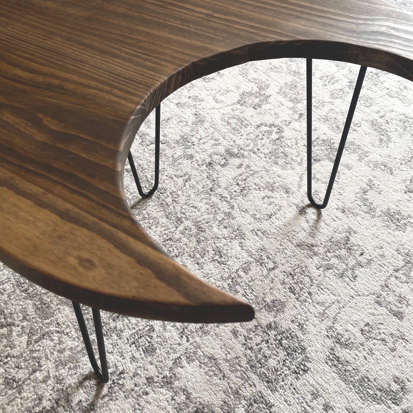 crescent moon table w/ hairpin legs handmade furniture