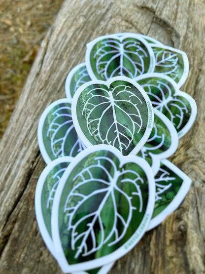 anthurium leaf hand painted decal houseplant sticker