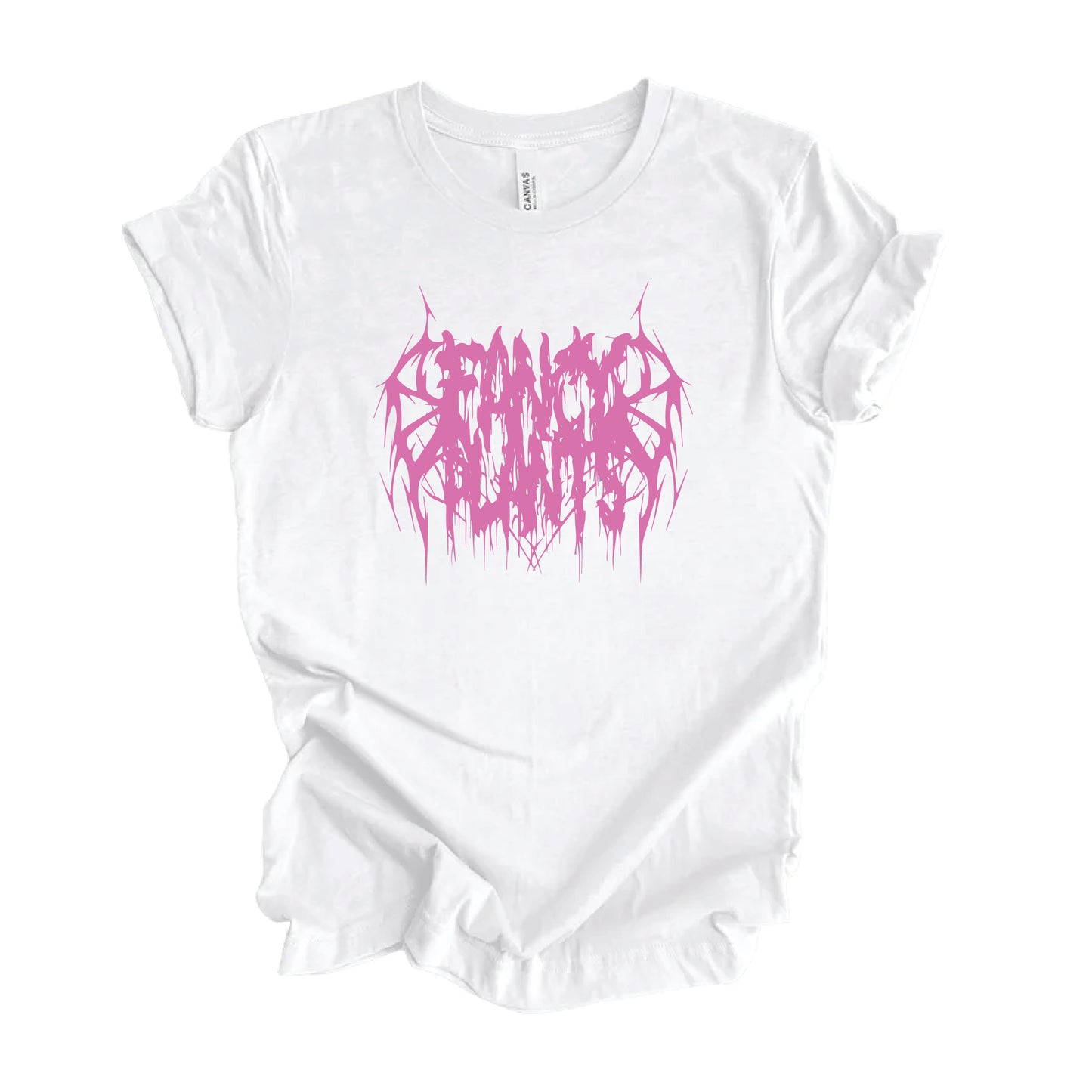 fancy plants black metal inspired tshirt PINK/WHITE