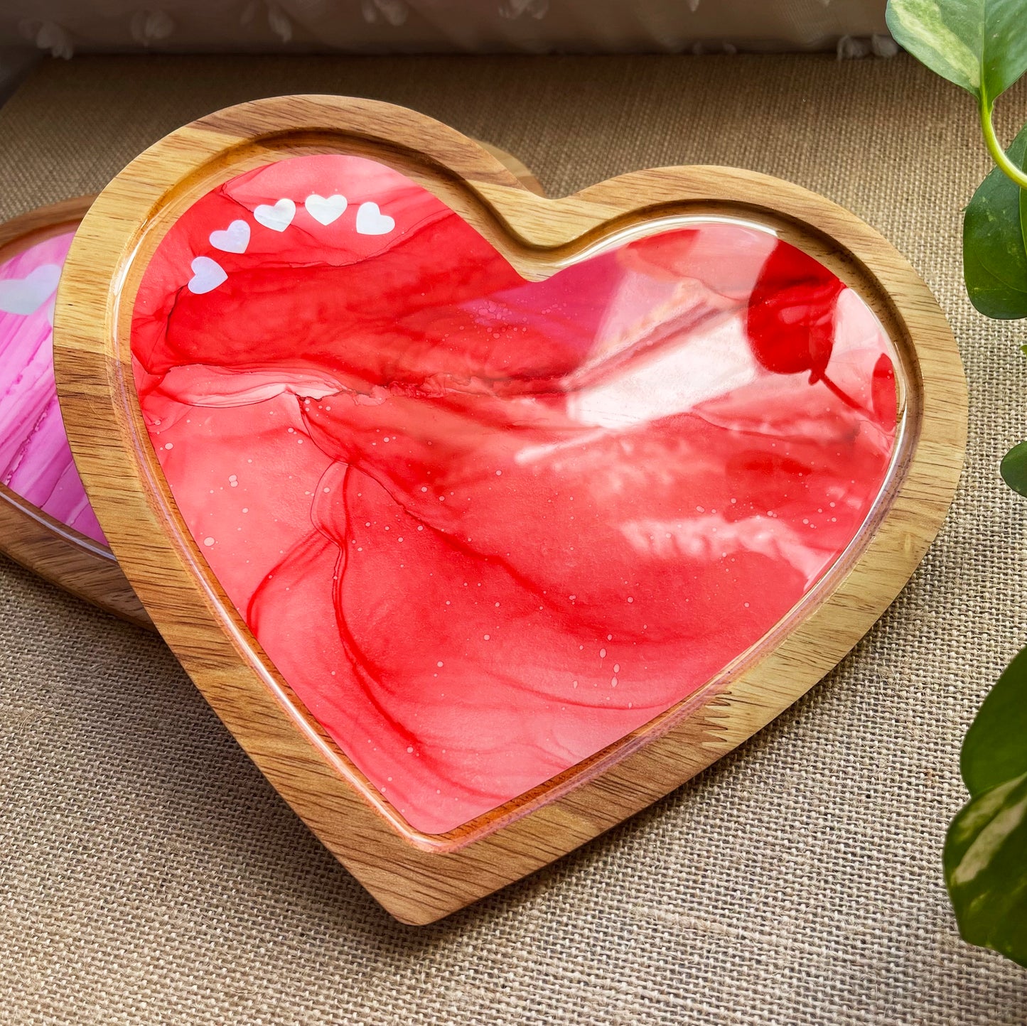 heart trays hand painted valentine's day decor
