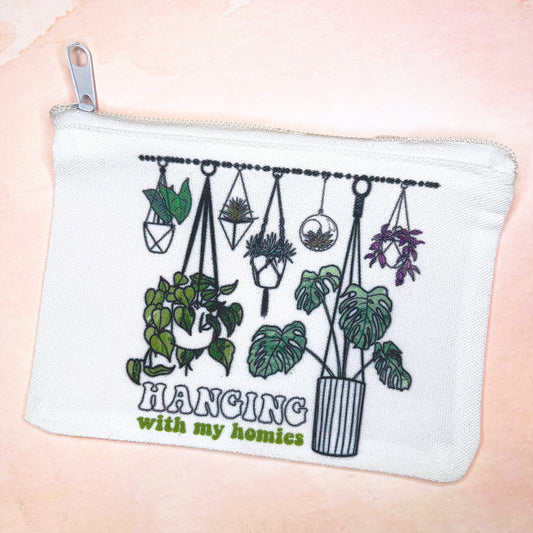 hanging with my homies houseplants mini zipper pouch