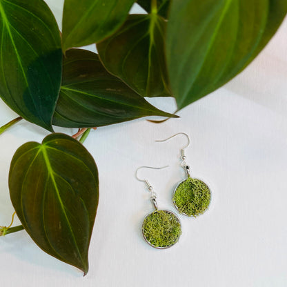 round moss dangle earrings