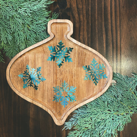 winter serving tray holiday table decor ornament shaped charcuterie board decorative tray