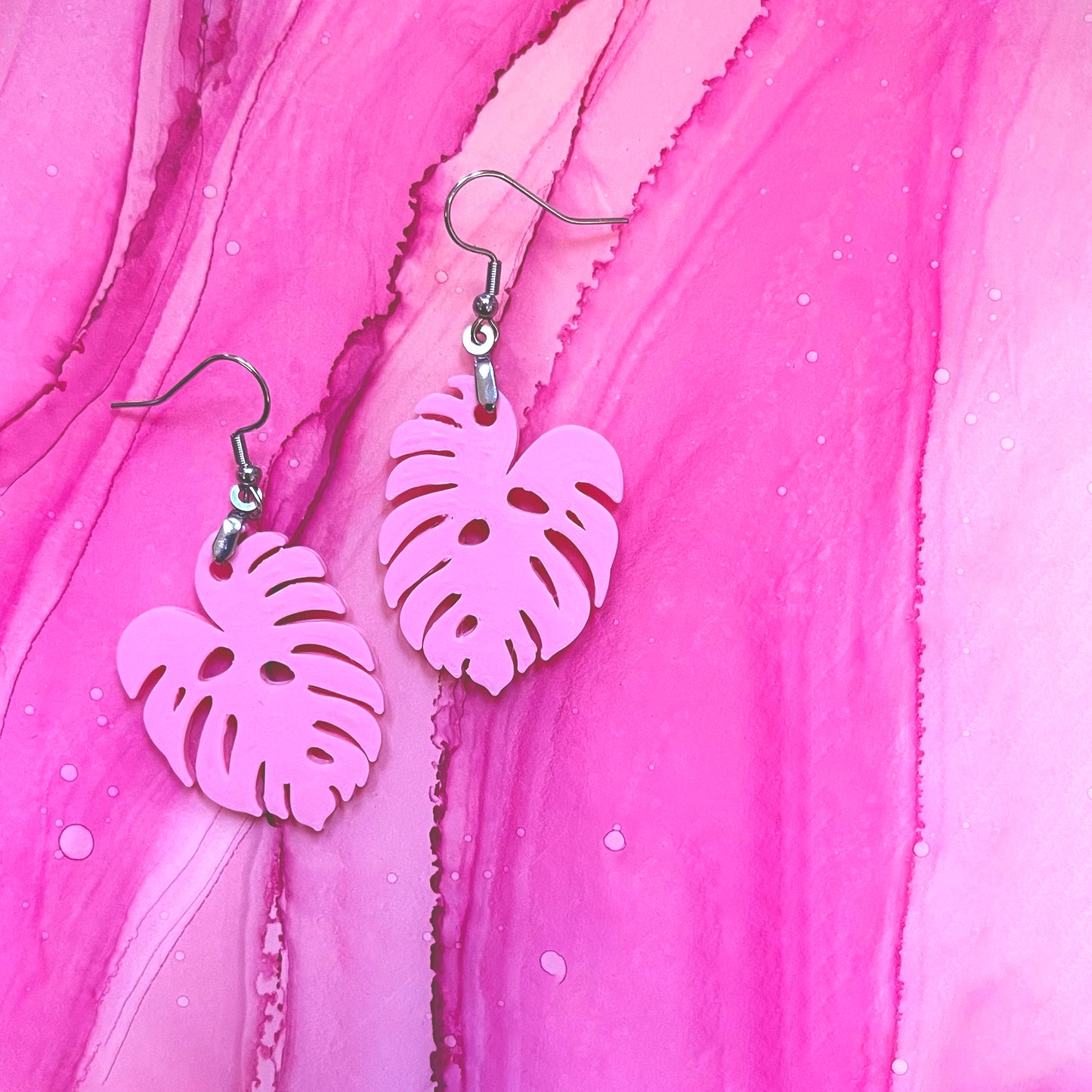 monstera leaf earrings handmade 3d printed gifts for plant lovers