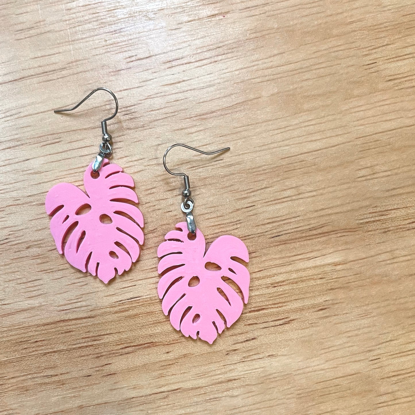 monstera leaf earrings handmade 3d printed gifts for plant lovers