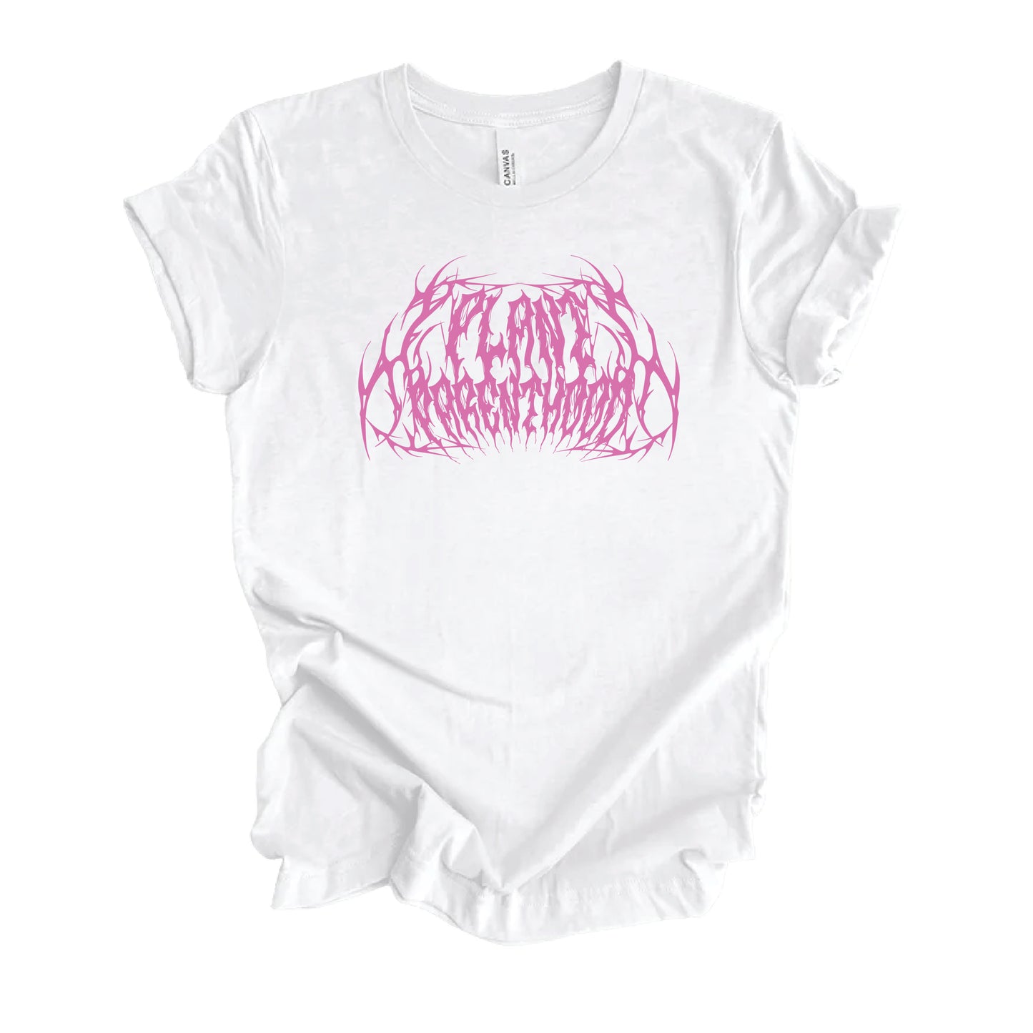 plant parenthood black metal logo tshirt PINK/WHITE