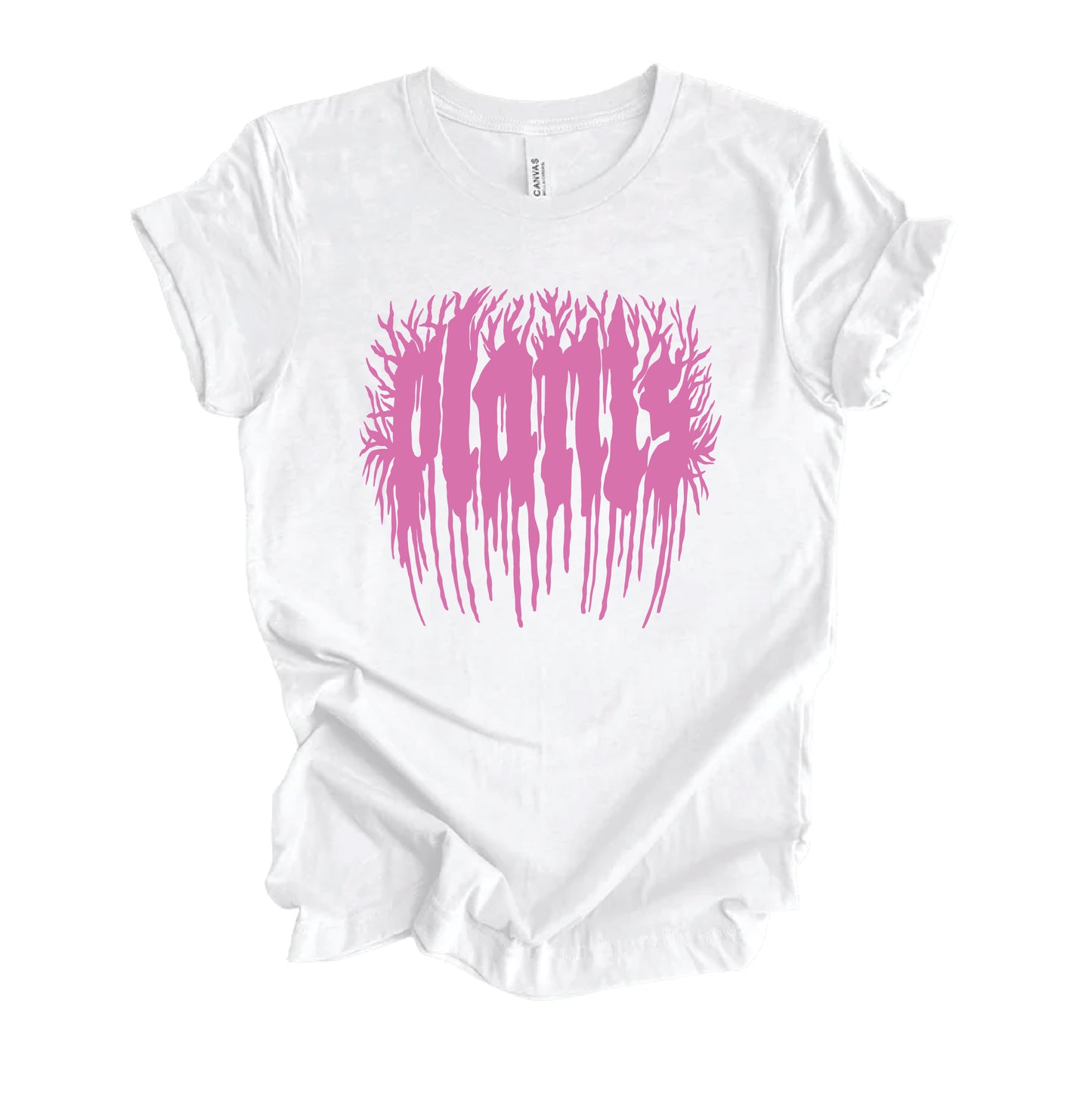 plants black metal logo tshirt white/pink